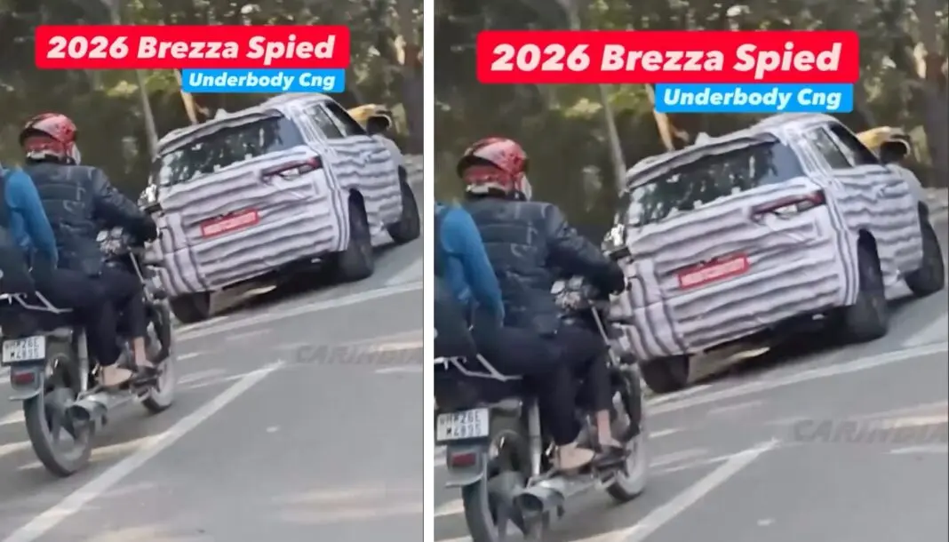 2026 Maruti Suzuki Brezza Spied underbody cng