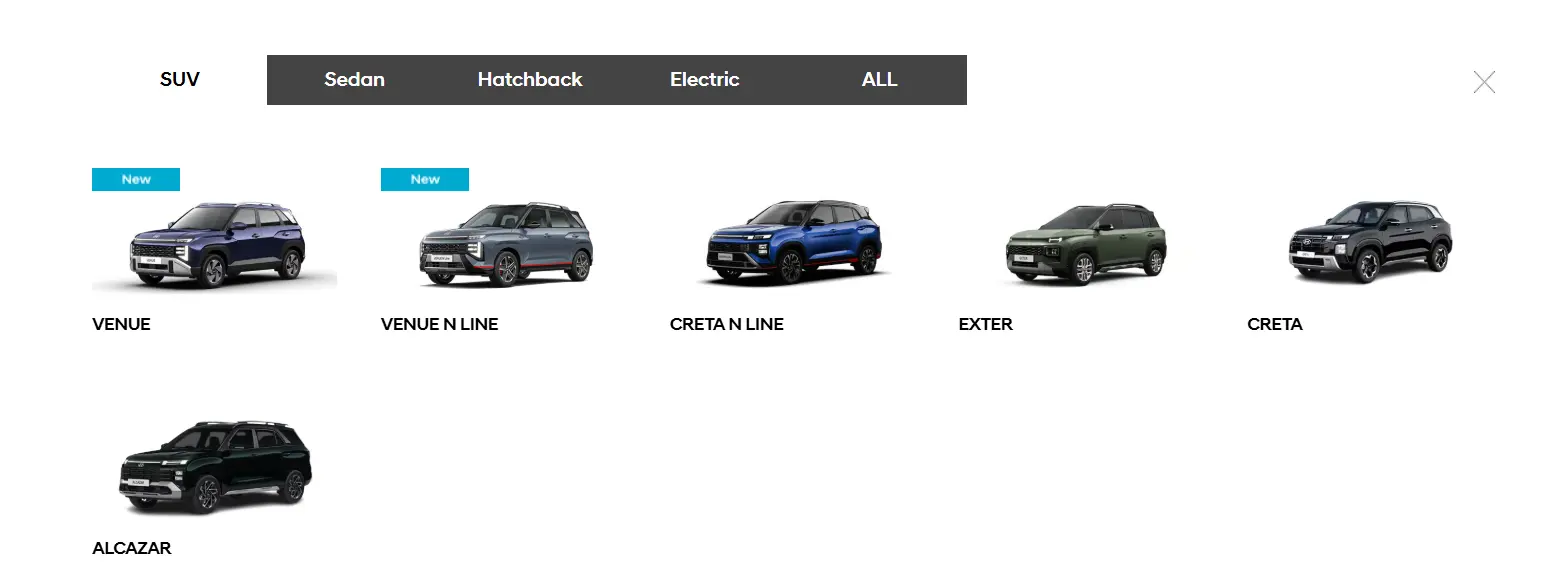 Hyundai SUV section