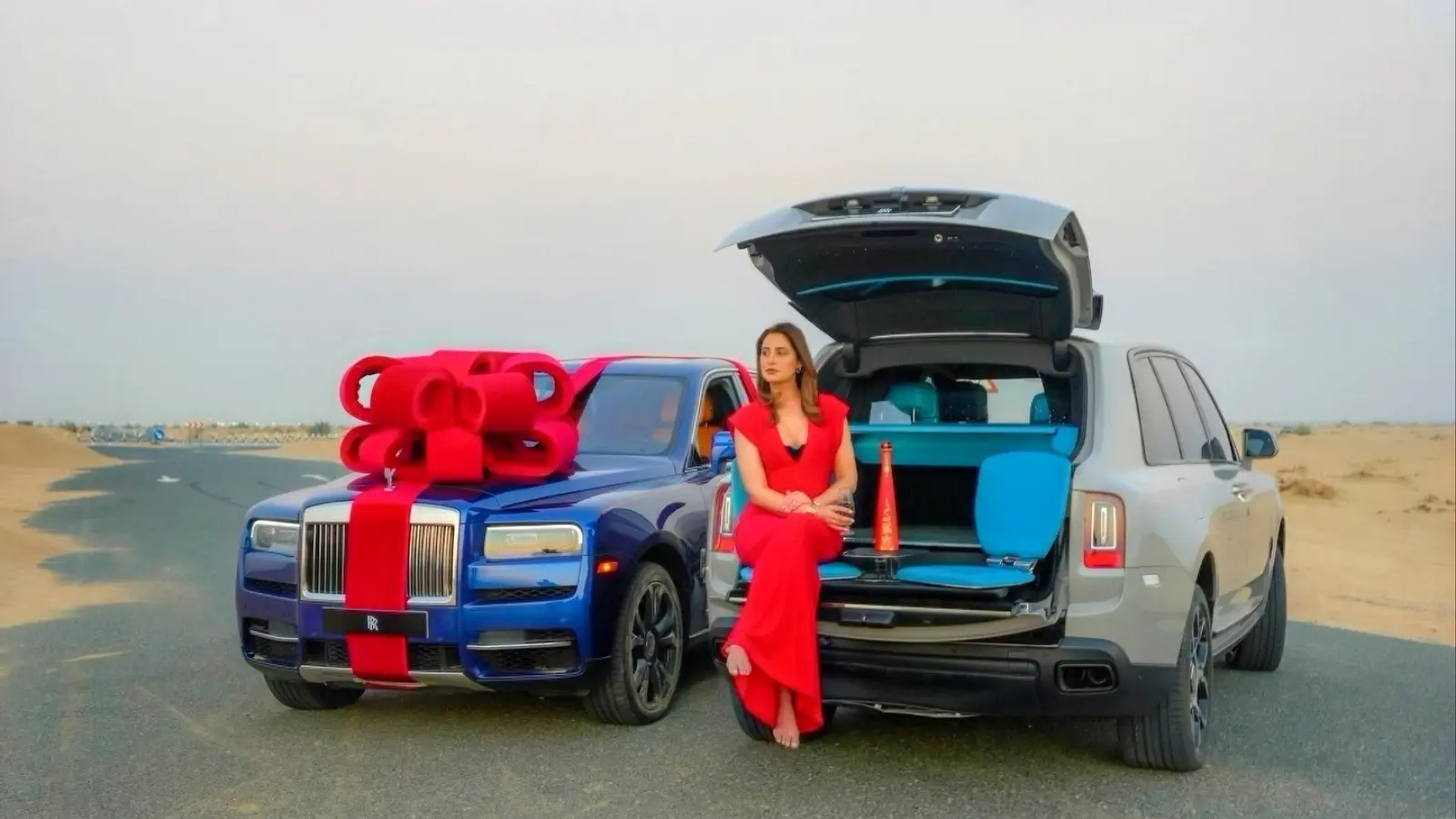 Nargis Fakhri Rolls Royce Cullinan celebration