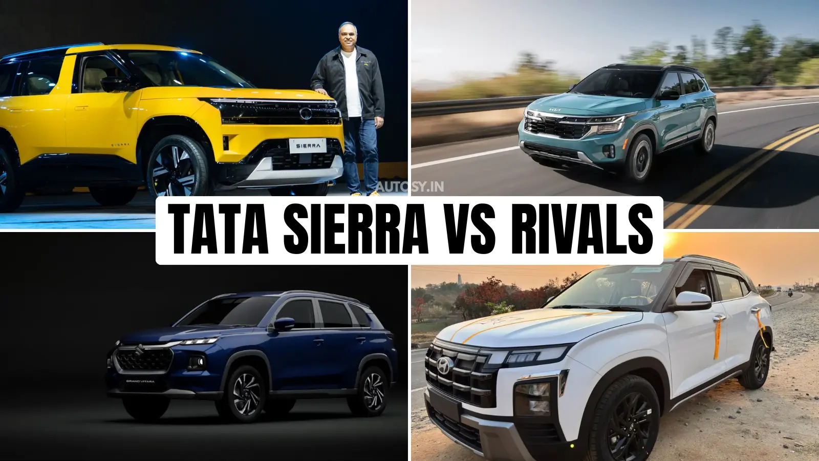 Tata Sierra vs Creta vs Seltos vs Grand Vitara