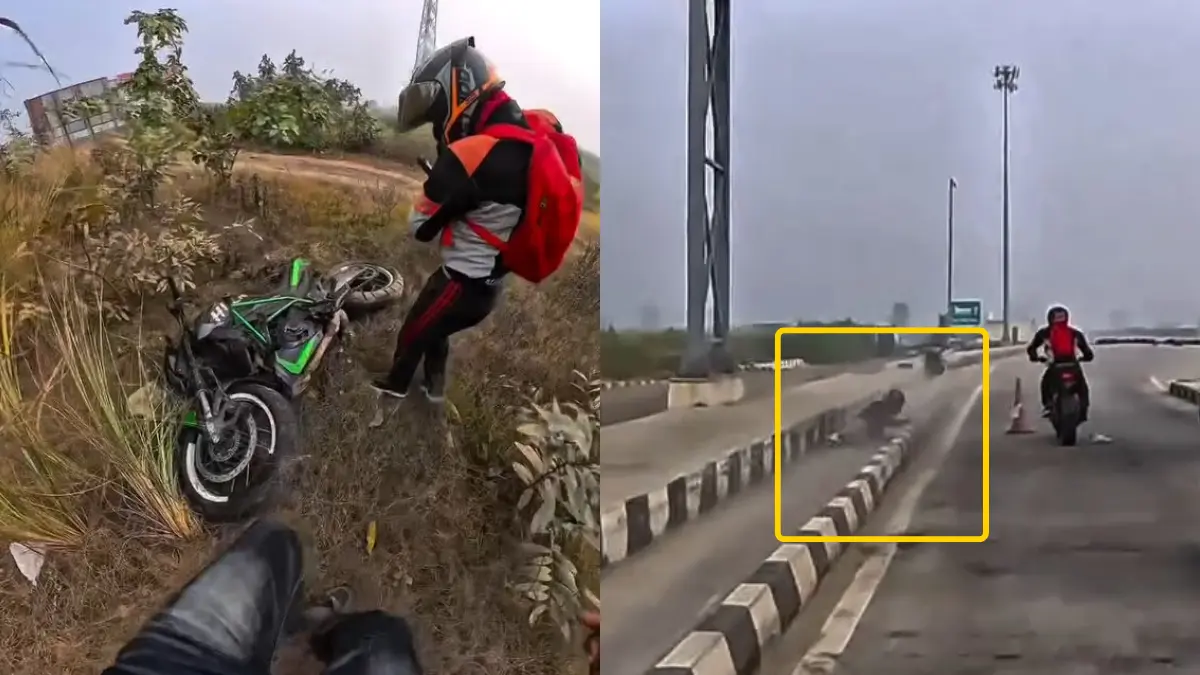 Bajaj Dominar Rider Attempts Reel Stunt