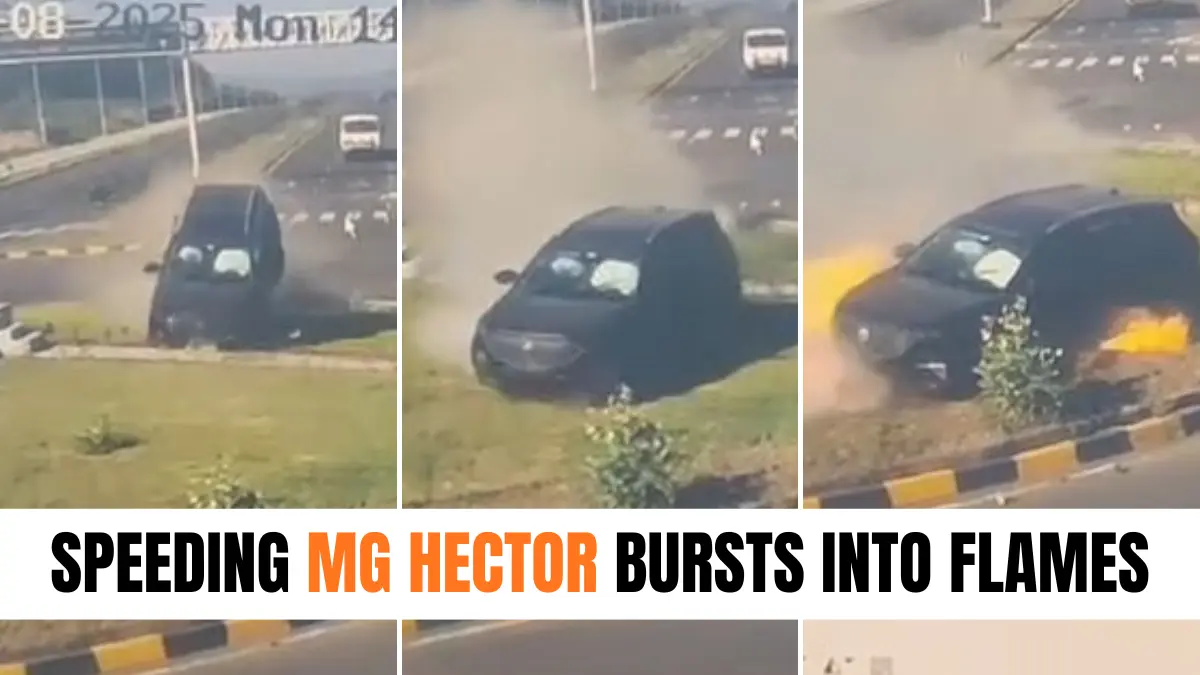 Speeding MG Hector Bursts Into Flames