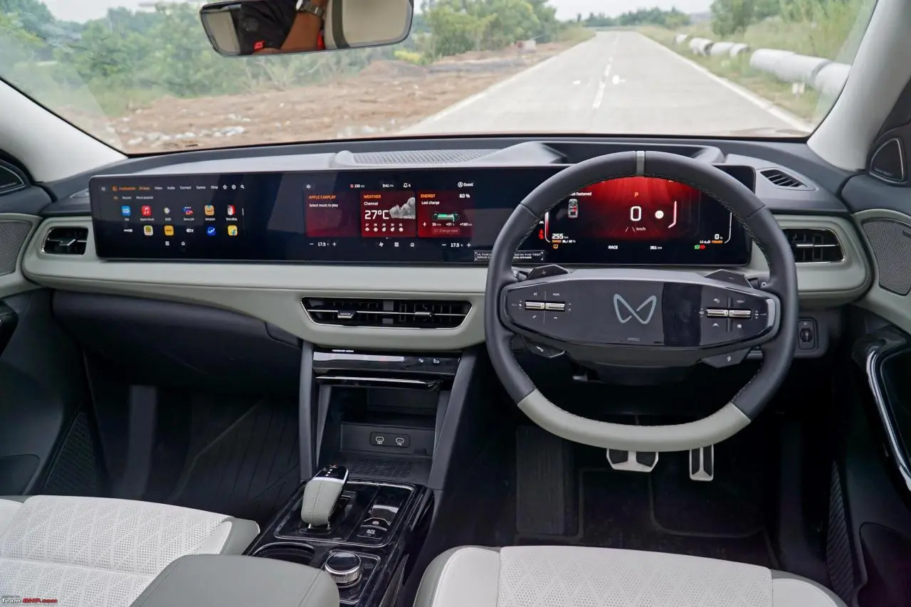 Mahindra xev 9e interior triple screen