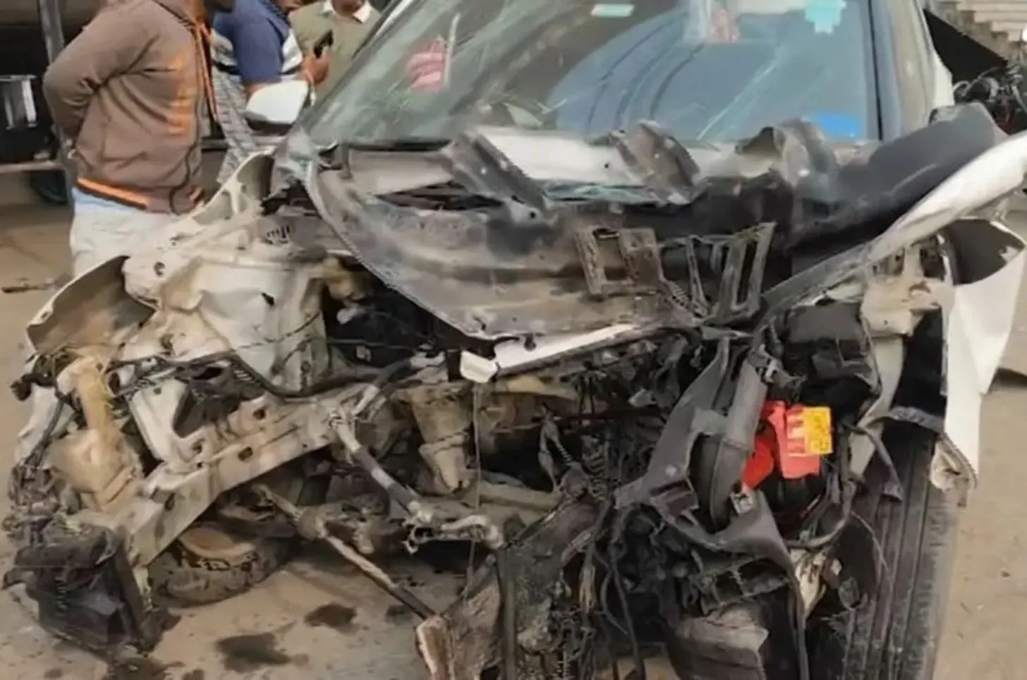 Car rams electric pole engine lands 100 feet away
