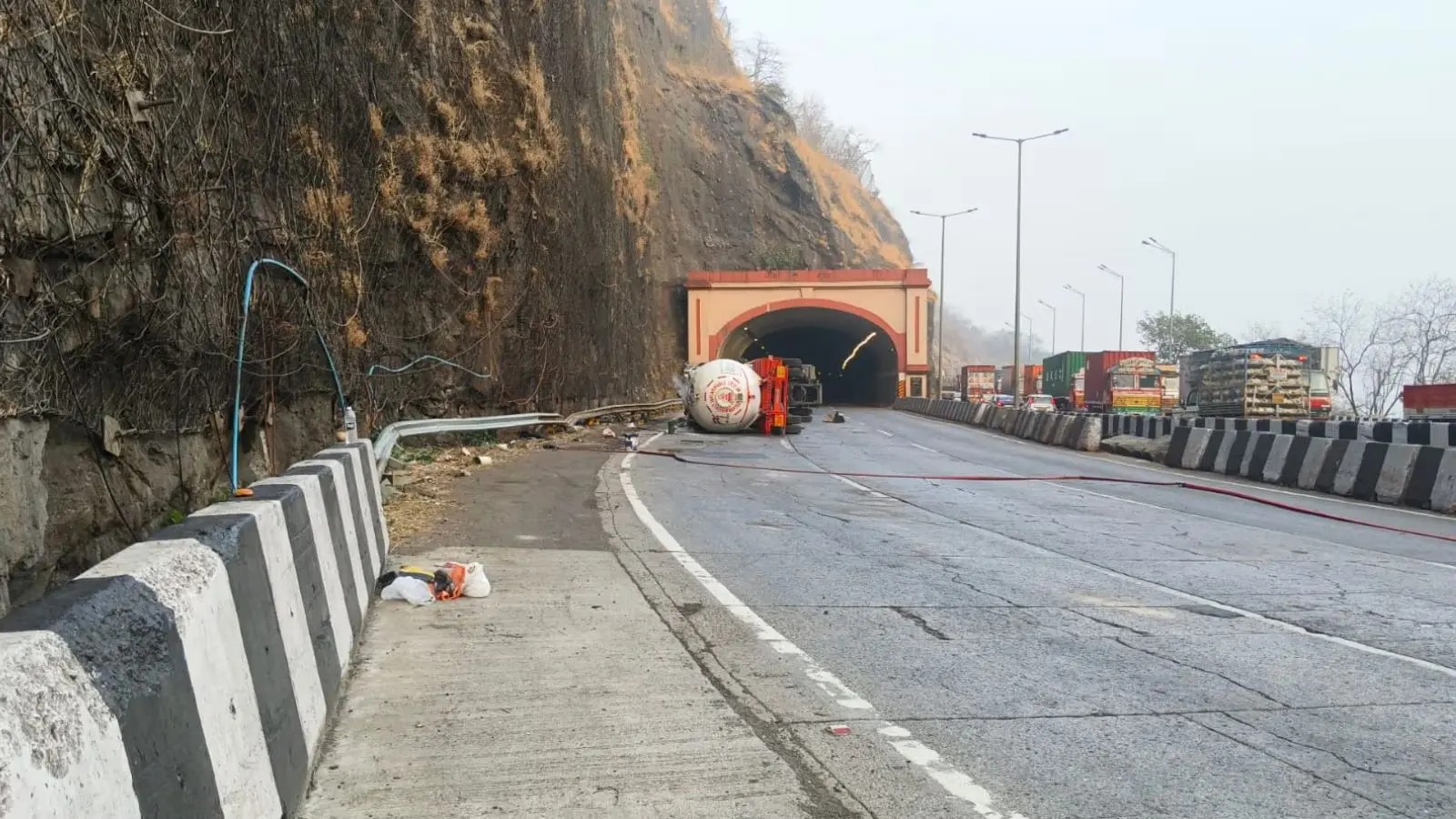 overturned Gas tanker
