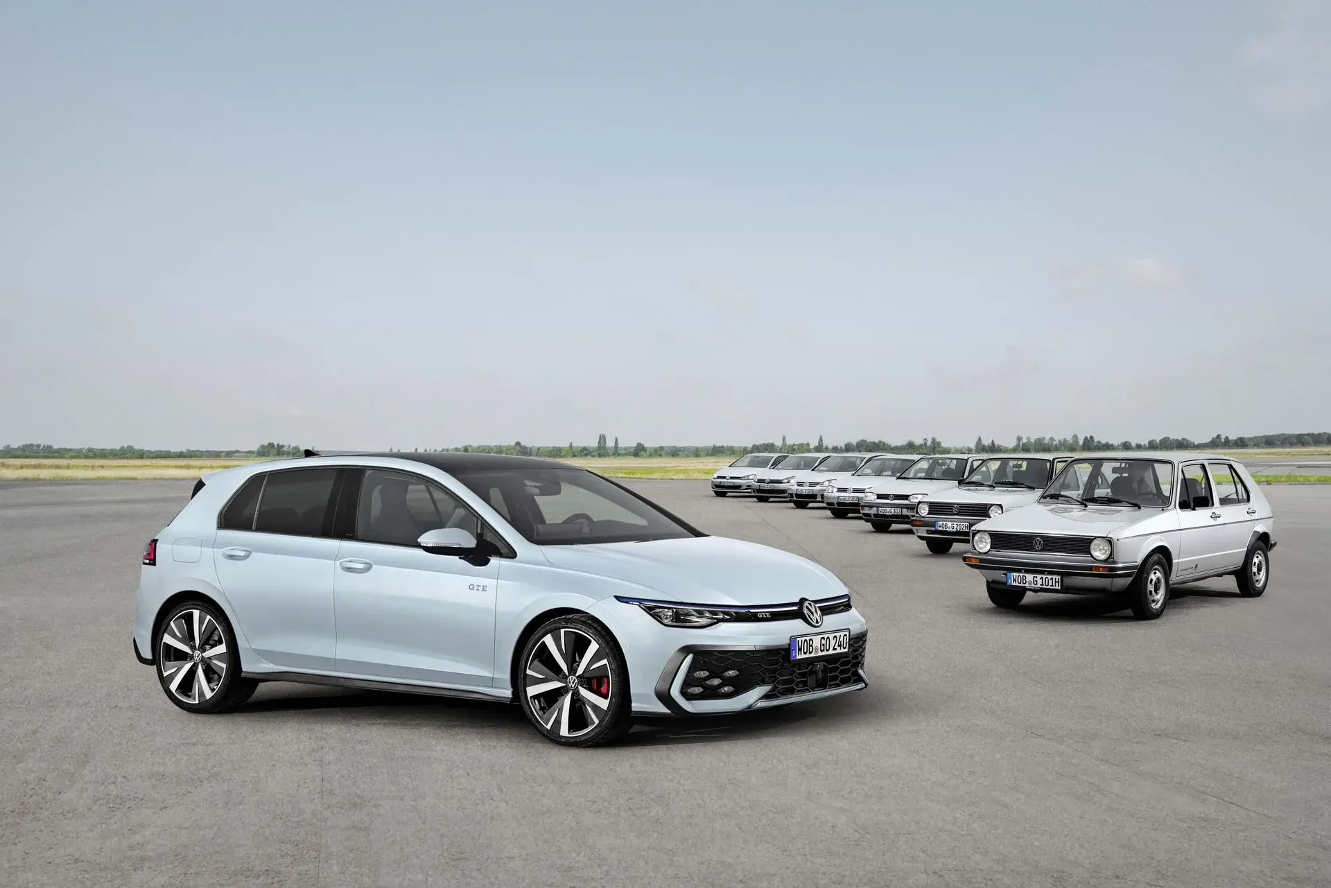 All eight generations of Golf