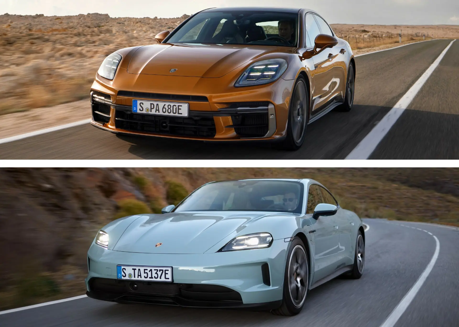 Current Porsche Panamera (top) and Taycan(bottom)